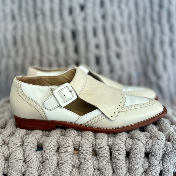 Kenneth Cole Kiltie Monk Strap Leather Loafers Vintage Cream Leather Size 8 - Picture 8 of 16